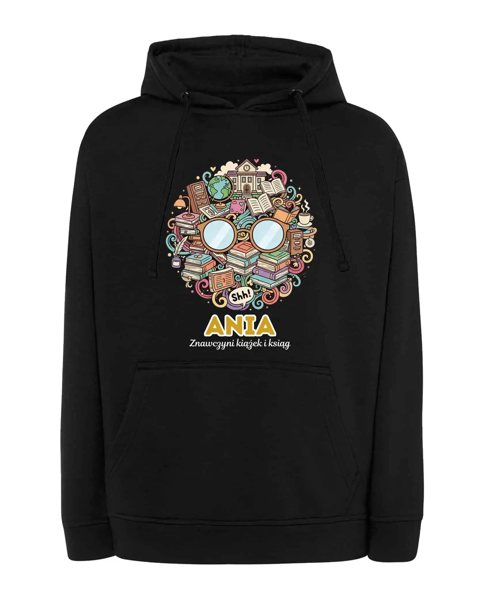 Mikina s kapucí Knihovník Personalizovaná Ilustrační Černá M