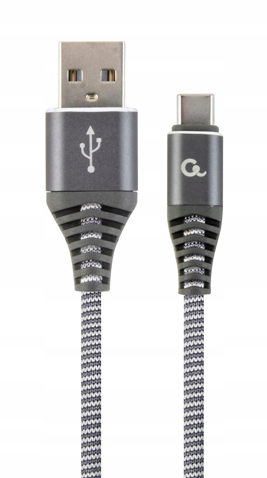 Kabel Usb 2.0 typ C(am/cm) oplot tekstylny 2m grafitowo-biały Gembird