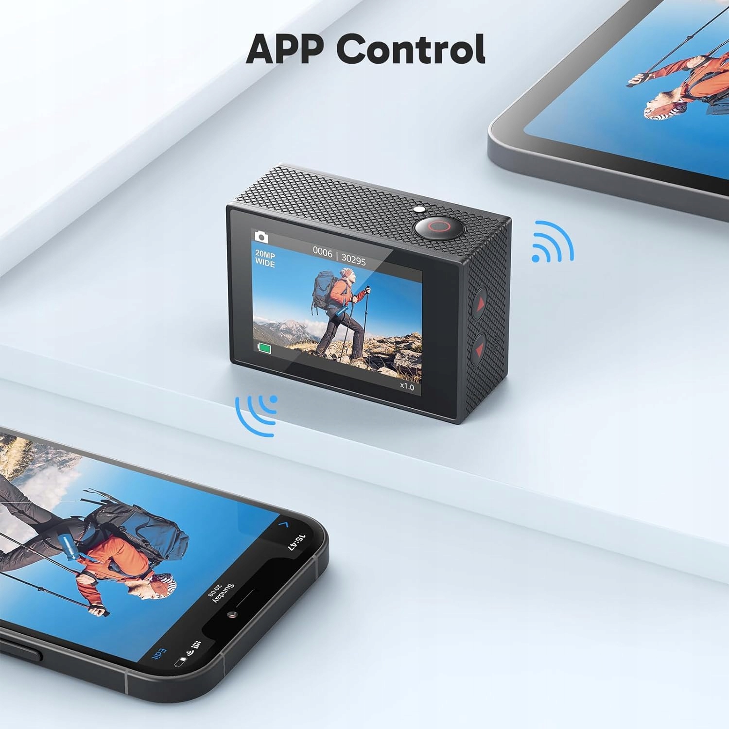 AKASO Kamera Sportowa 4K 20MP WiFi Podwodna 170° LCD Pilot 2x1050mAh — miniatura 7