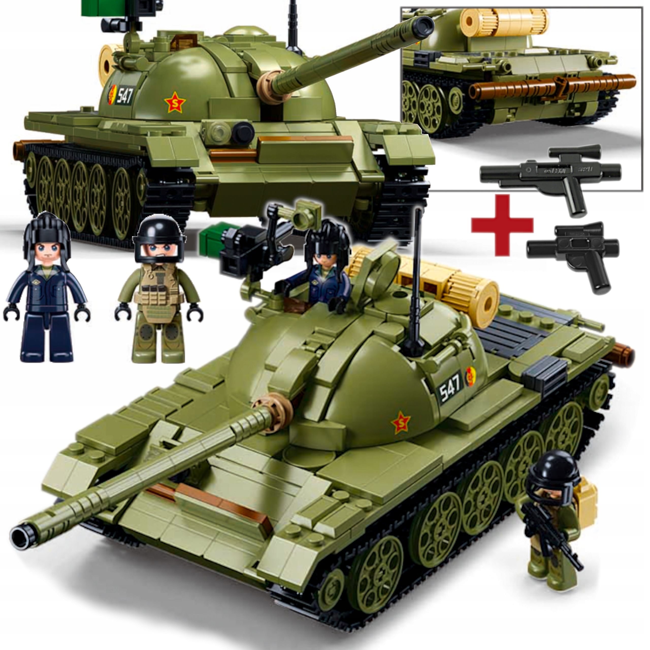 Sada kostek 3v1: Sovětská velmoc – tank T-54S /T-55AS/T-69S Lego Zbraň