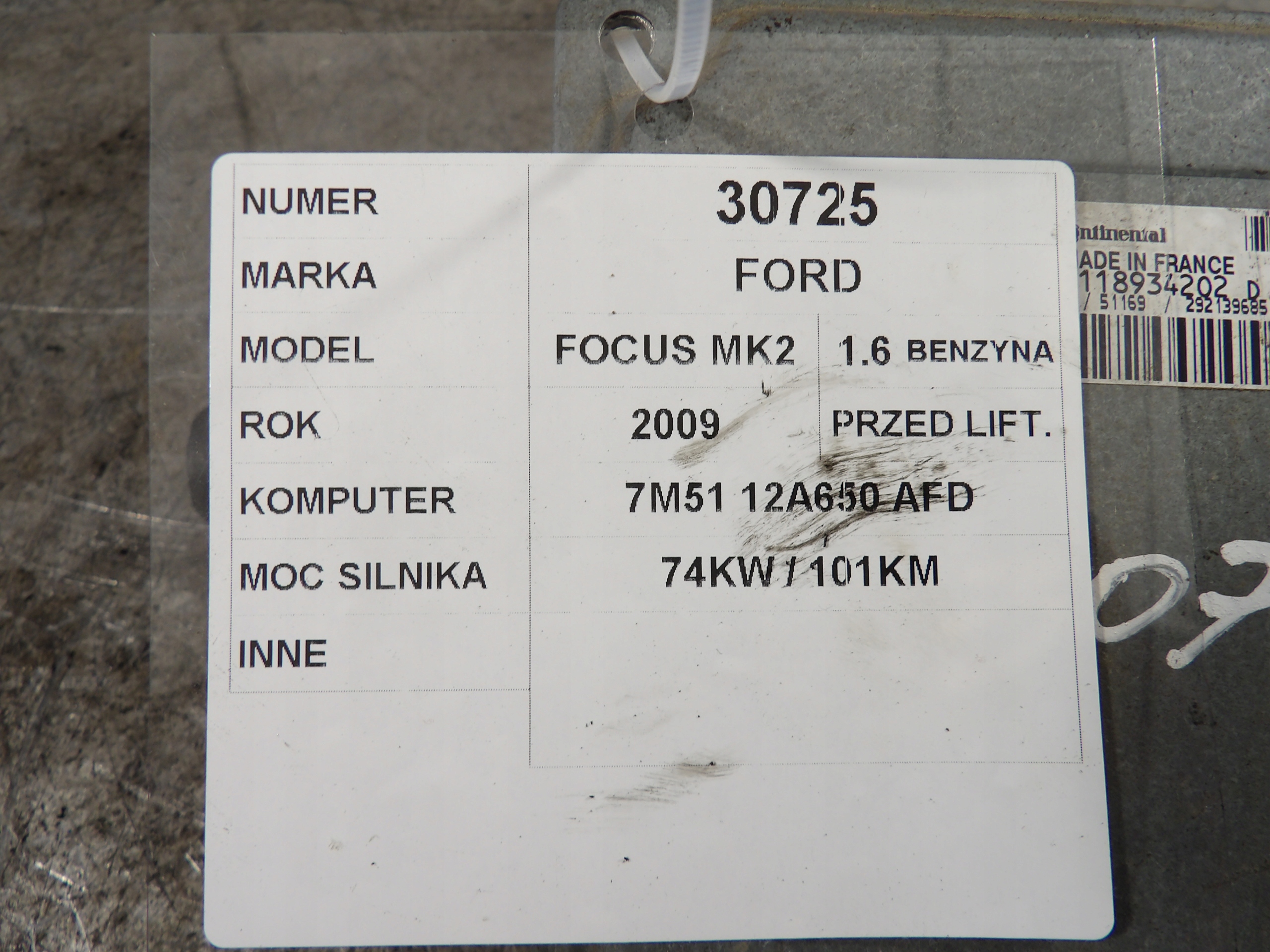 Ford Focus MK2 computer, control unit 7M51-12A650-AFD S118934202 2GMD