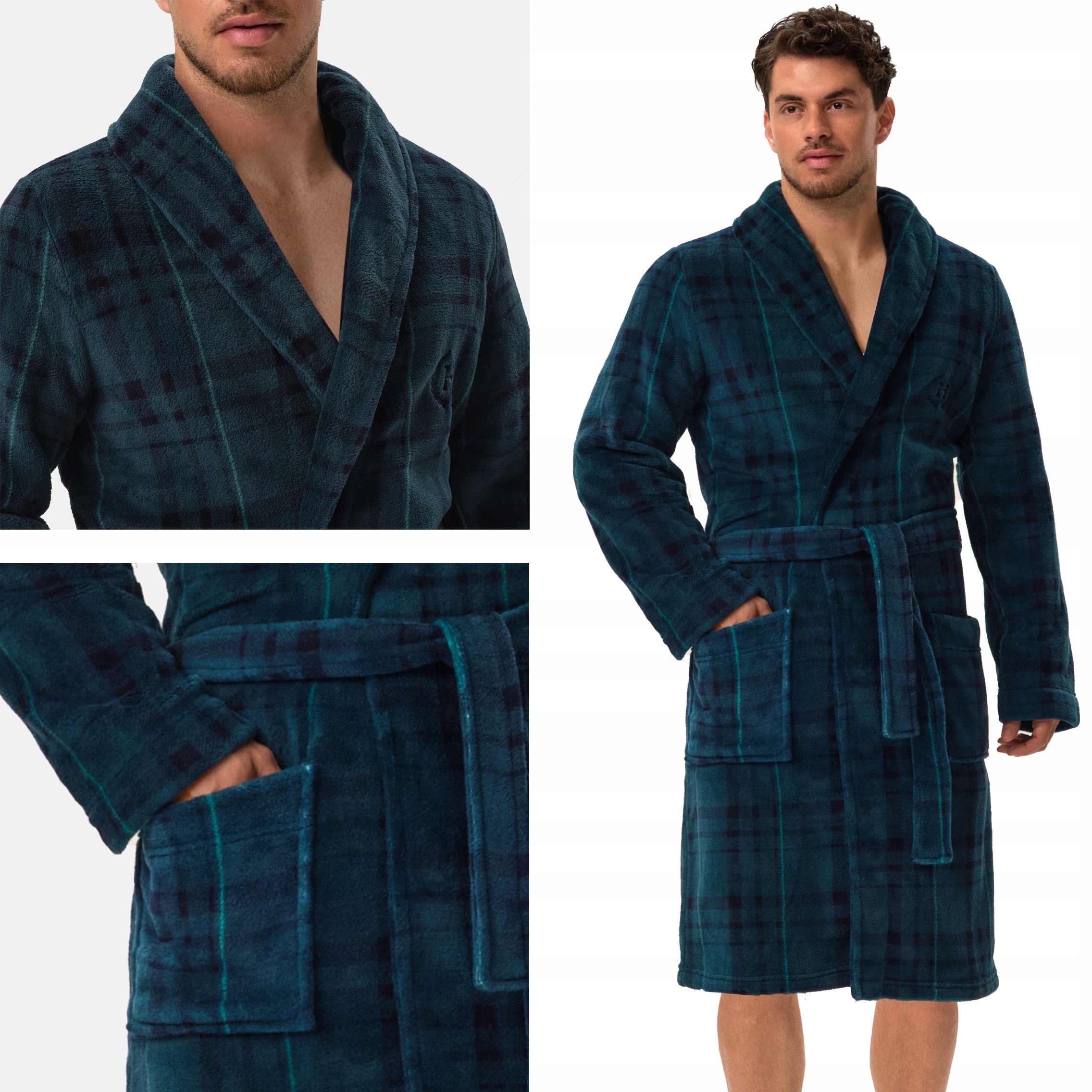 Henderson pánský župan Premium teplý příjemný šálový límec zelený XXL