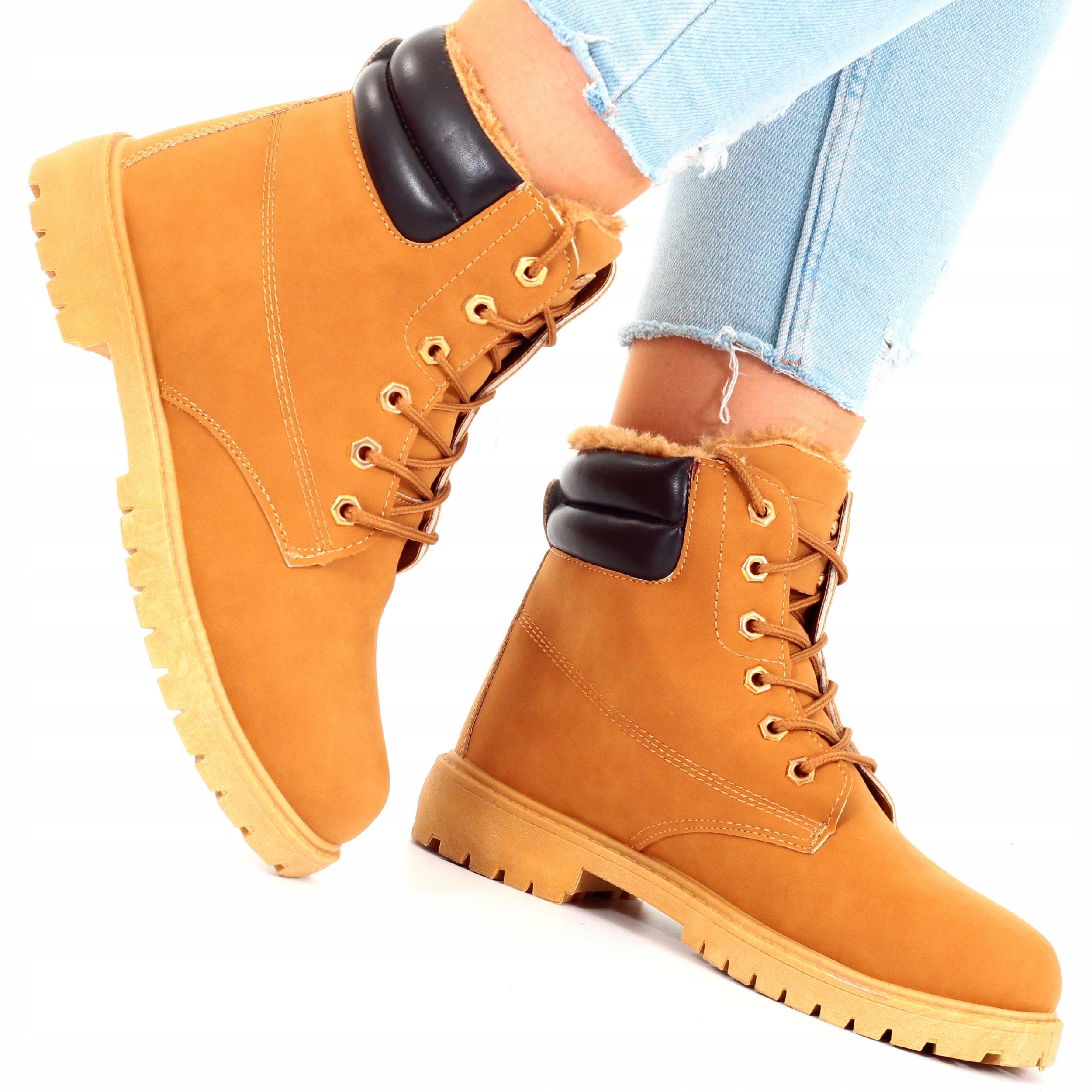 BUTY ZIMOWE DAMSKIE BOTKI TRAPERY OCIEPLANE