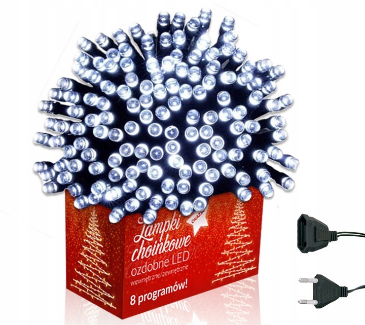 

Lampki Choinkowe Świąteczne Białe Zimne 200 Led