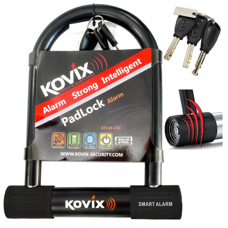 Zapínanie Zámku U-lock KTL16-210 S Alarmom 120 dB Oceľová Vodotesná