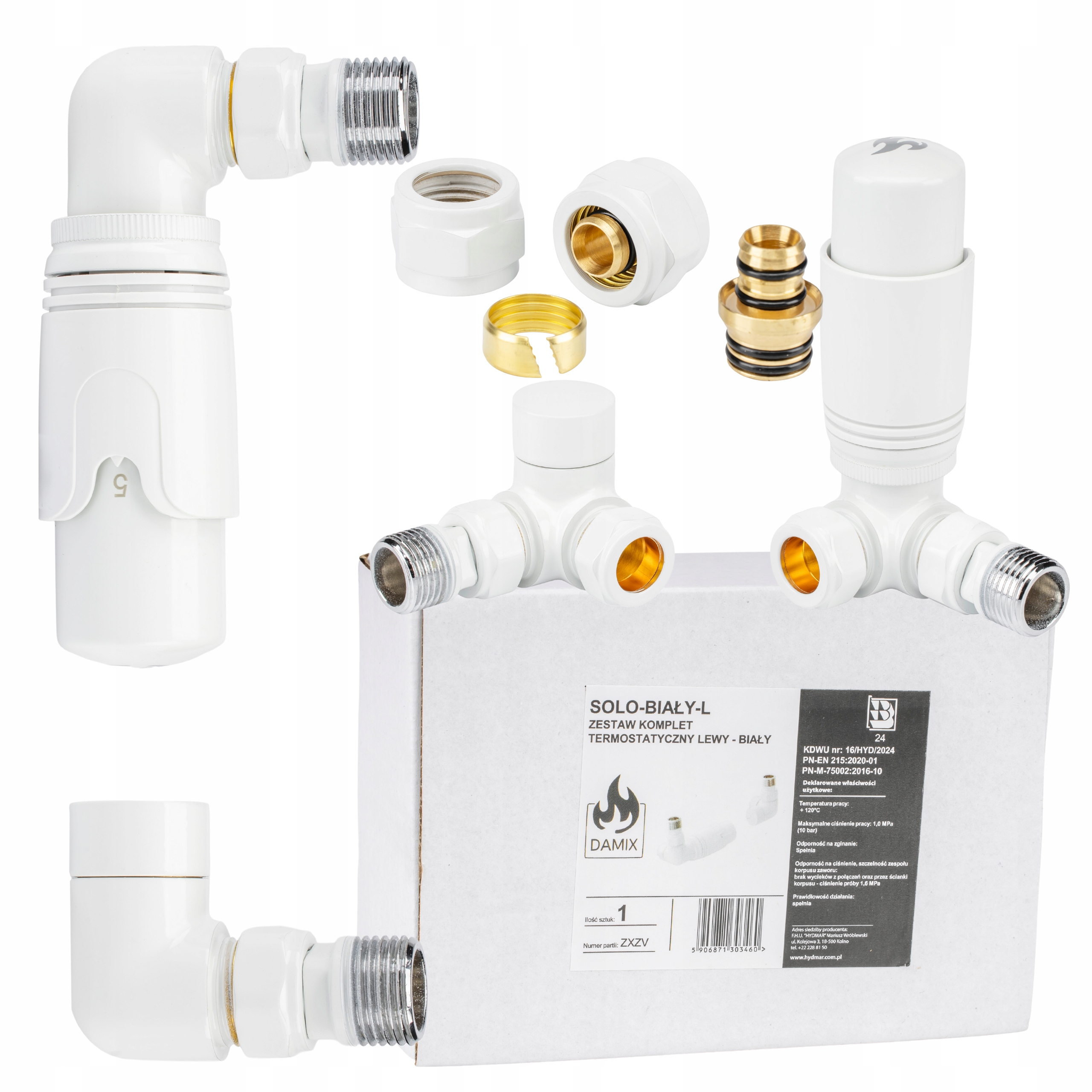 Sada Termostatická Sada Levá Bílá S Předvolbou A Pexovou Hlavicí