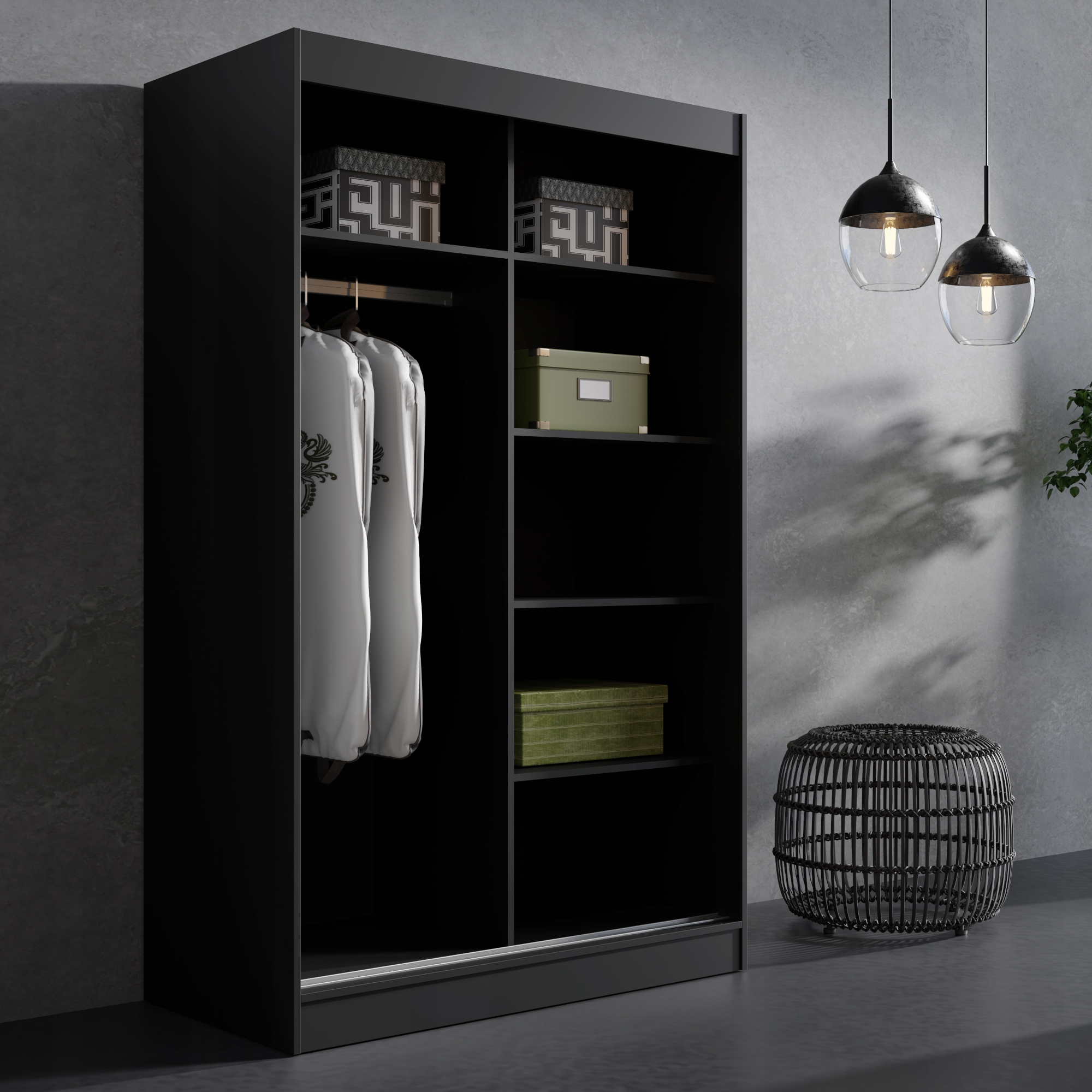 Szafa przesuwna z lustrem Como 2D2L 120 Czarna