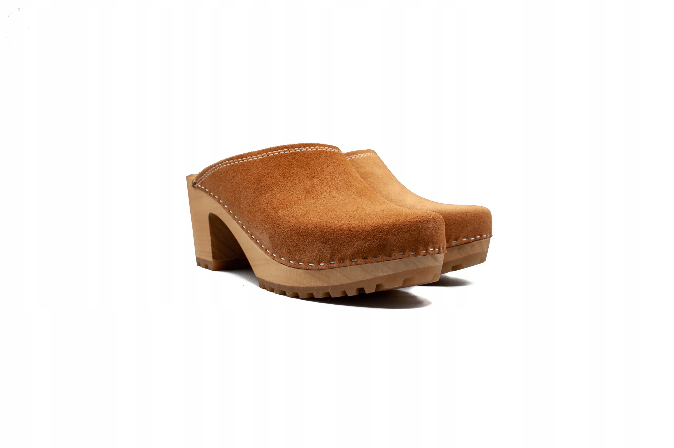 Drewniaki Skórzane - Brązowe trepy - 36