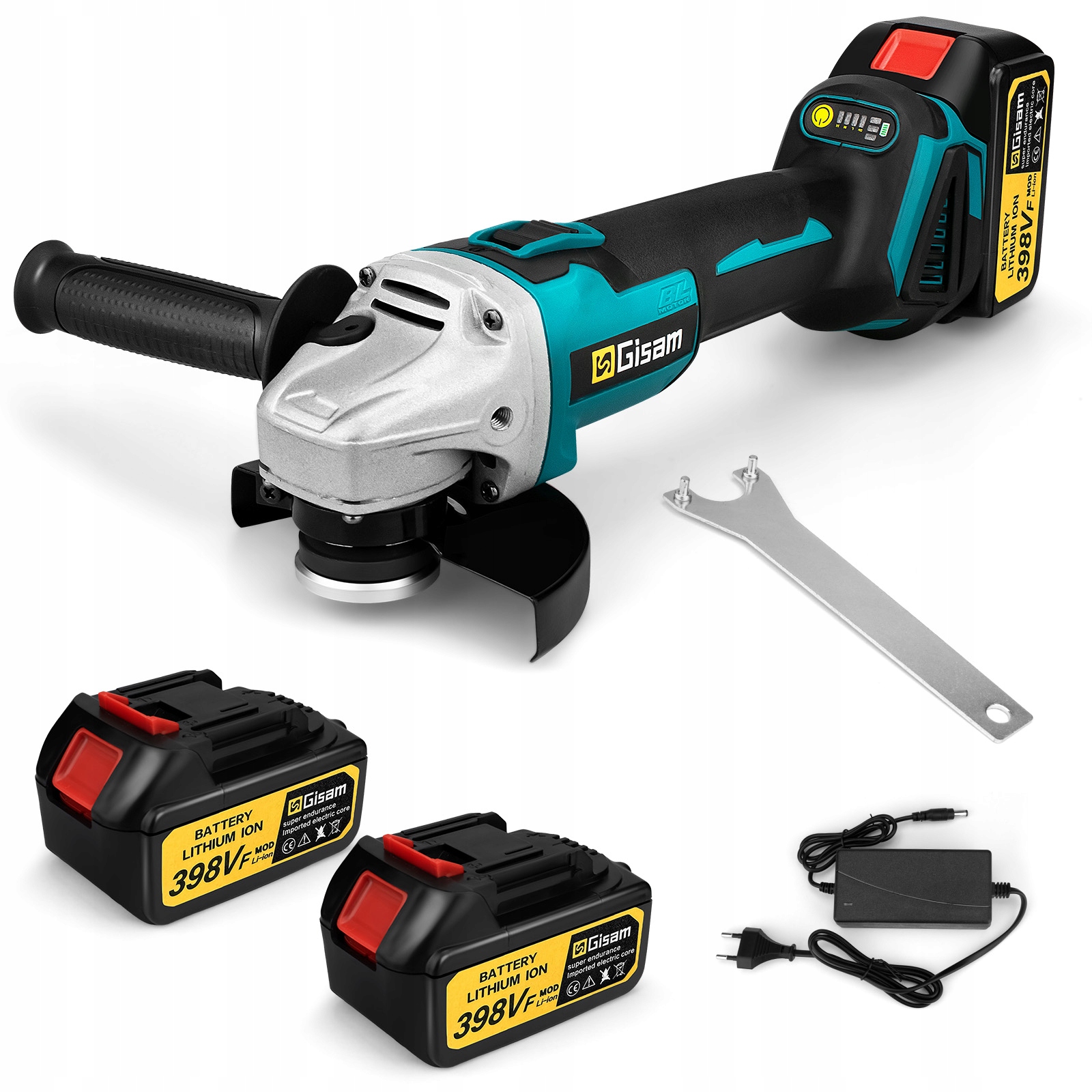 Szlifierka Kątowa Akumulatorowa 125mm, Bezszczotkowa, Do Cięcia i Polerowania, 2xAKU