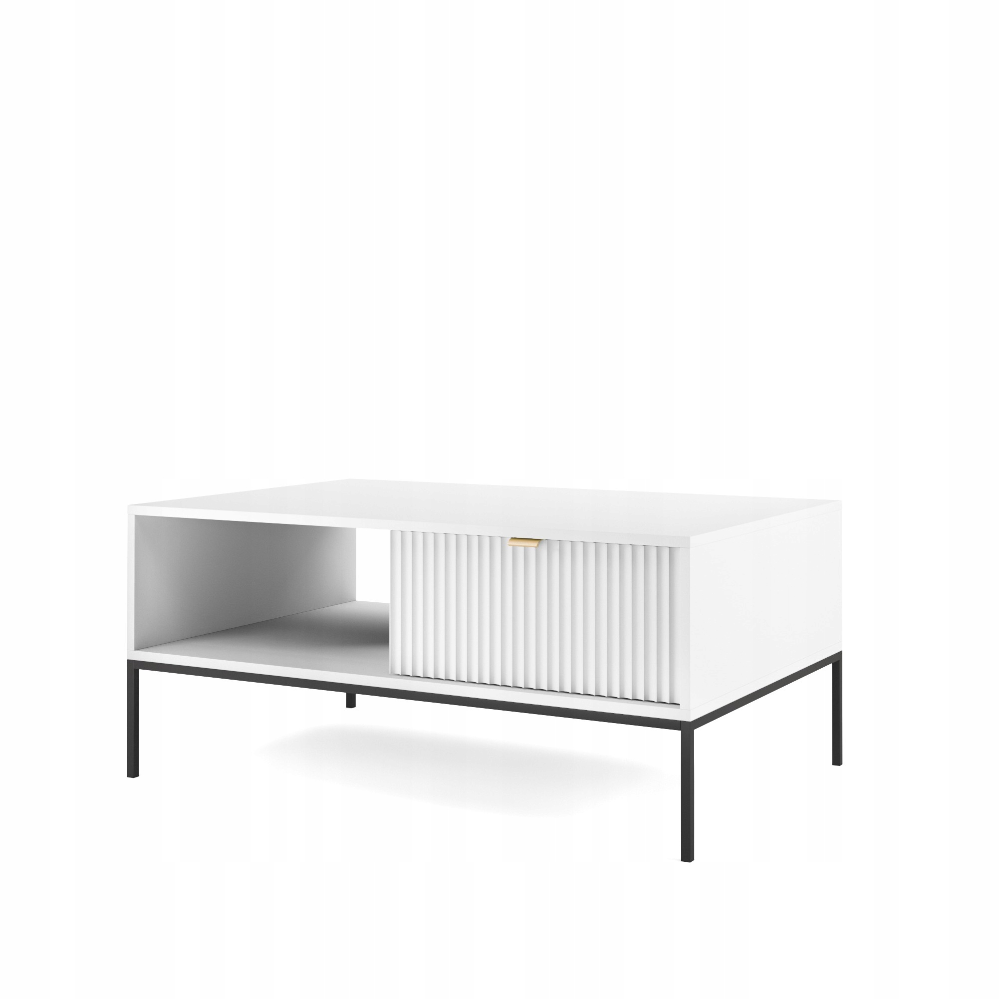 Lavička Stellare 104 cm Konferenční stolek do obývacího pokoje Bílý Mat Černý Rám