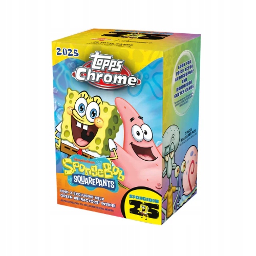 25-летие Губки Боба Topps Chrome 2025 года — коробка ценностей