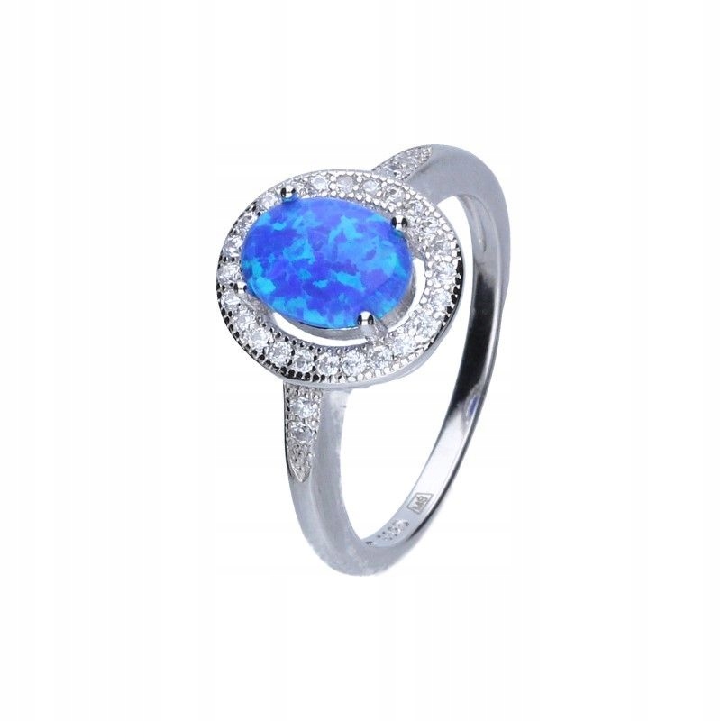 Dámský stříbrný prstýnek 925 modrý Opal zirkony, elegantní design 10