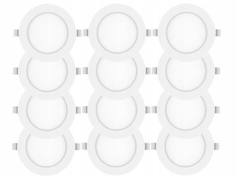 12x Lampa Objímka Zapuštěný panel Slim Led 6W 230V Studená barva 6500K