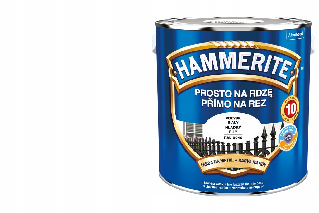 Wydajna Farba do Metalu Drewna Antykorozyjna Na Rdzę Połysk Biały 2,5L