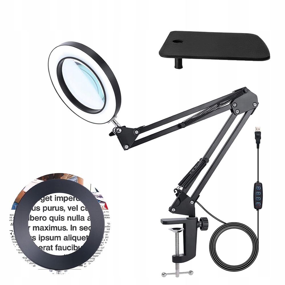 Led Lampa Kosmetická Lupa Sklo Zvětšující Lampičku, 3 Barevné Režimy