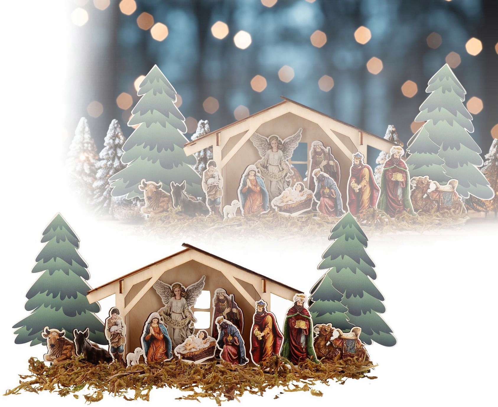 SZOPKA BOŻONARODZENIOWA Z FIGURKAMI POSTACIAMI DUŻA STAJENKA 40 CM 3D V1