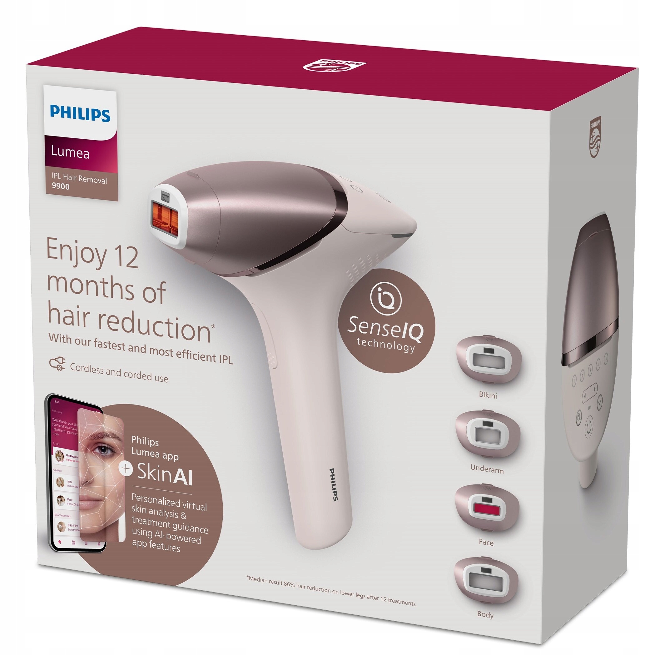DEPILATOR IPL PHILIPS IPL LUMEA BRI977/00 ZESTAW X4 NASADKI + ETUI PREZENT Stan opakowania oryginalne