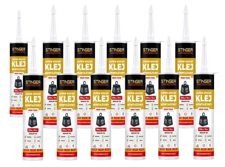 12x Instantní montážní lepidlo High Tack 350 kg Bílé 290 ml