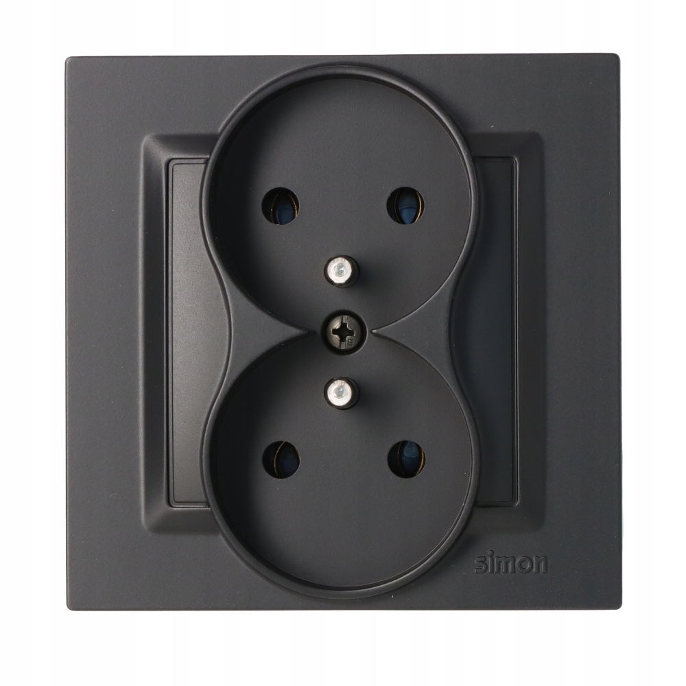 SIMON 10 GNIAZDO WTYCZKOWE PODWÓJNE Z/U CZARNY MAT Stan opakowania oryginalne