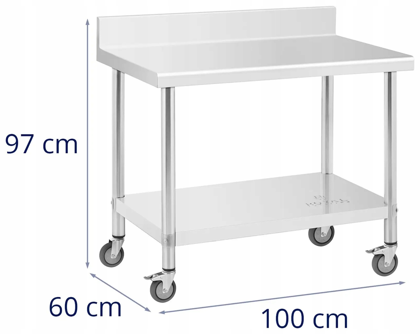 Stół nierdzewny na kółkach 100x60 Royal Catering RCAT-100/60-WS 10012808
