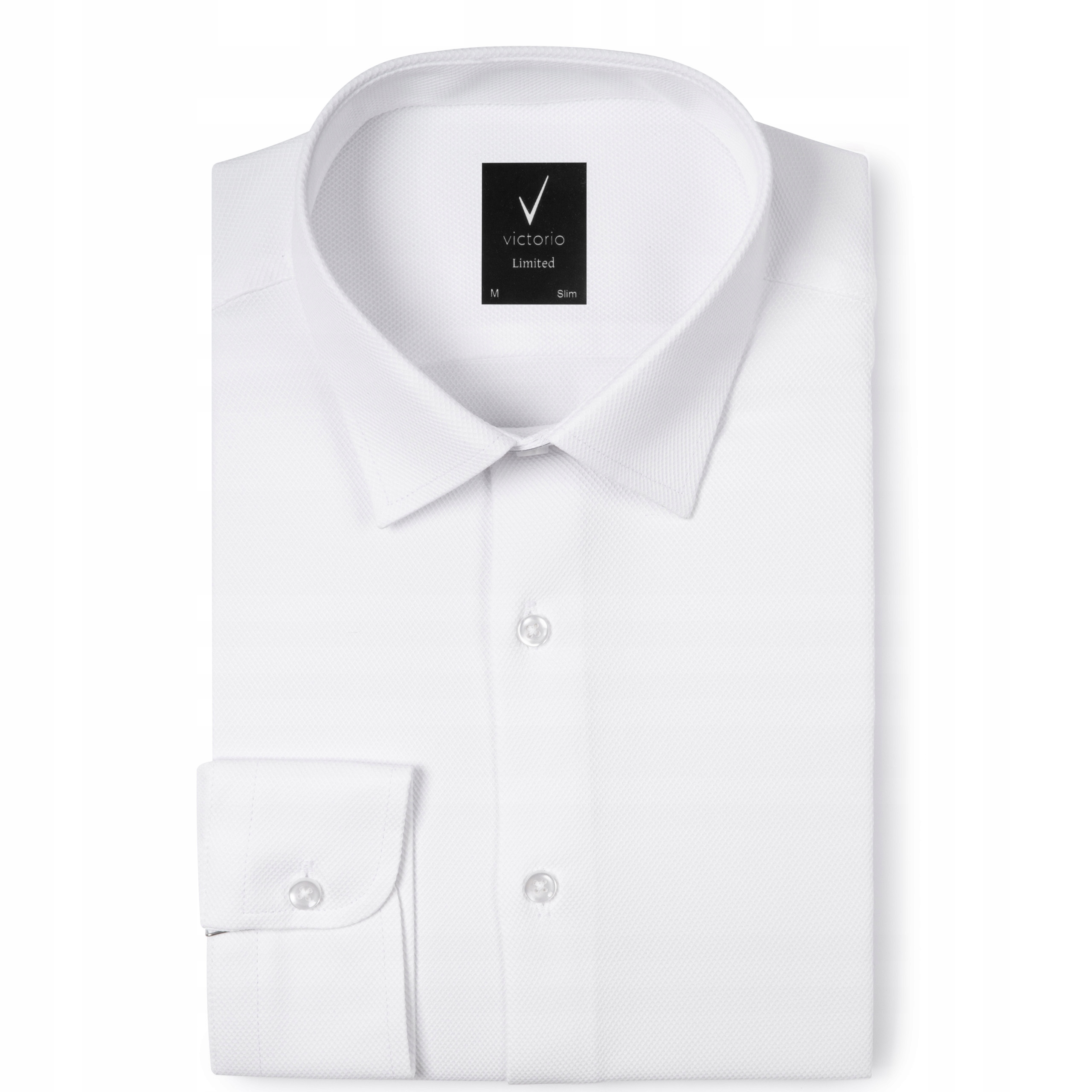 Koszula męska biała Struktura Elastyczna Slim S