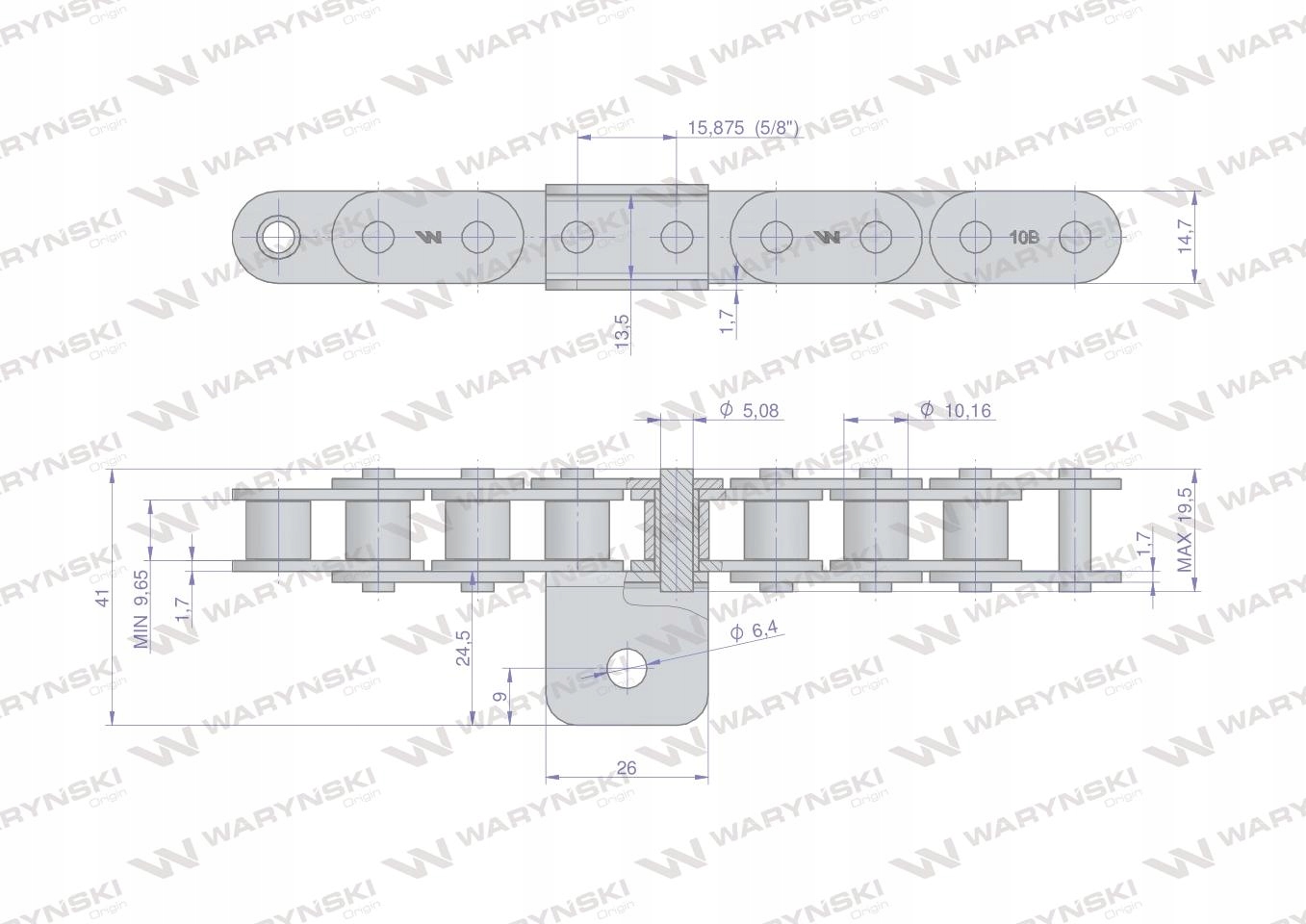 W-LC10B-1-51L - Цепь C10B (R1 5/8) комбайна смородины 51 LOP.