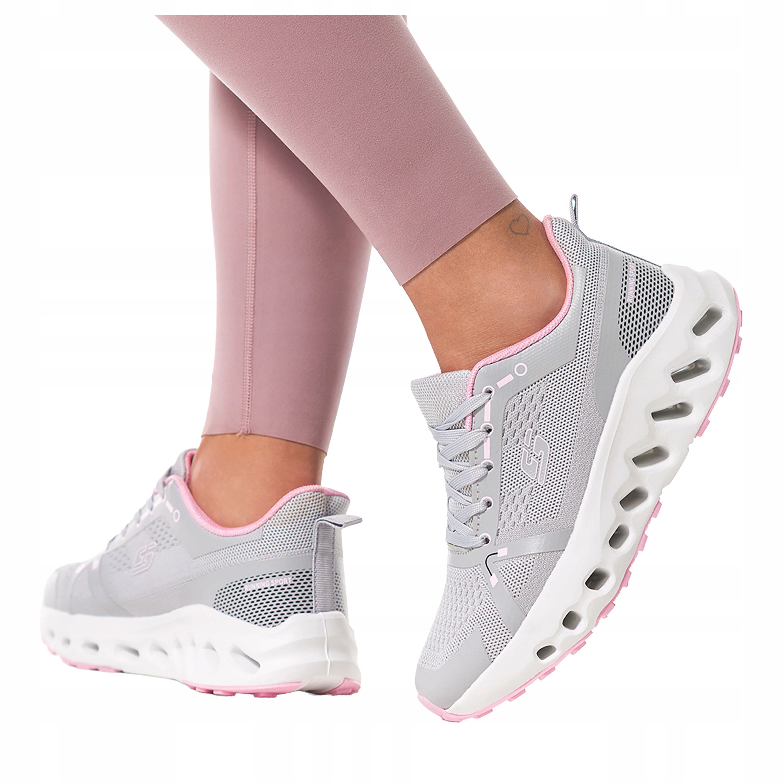 Šedé dámské tenisky na platformě pro fitness, sportovní šněrování, velikost 37