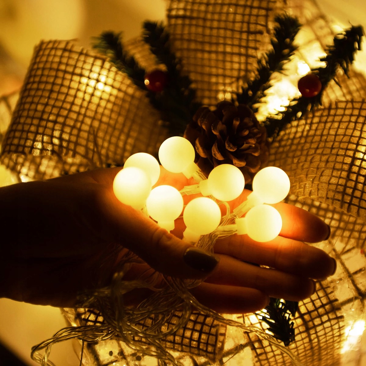 ŚWIATEŁKA LAMPKI ŚWIĄTECZNE KULECZKI LED CHOINKA Zasilanie bateryjne