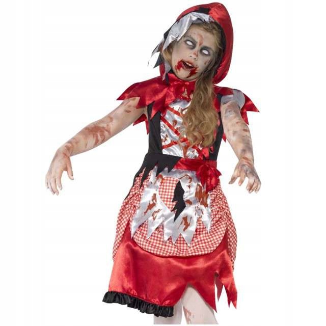 STRÓJ halloween CZERWONY kapturek ZOMBIE 4-6 lat
