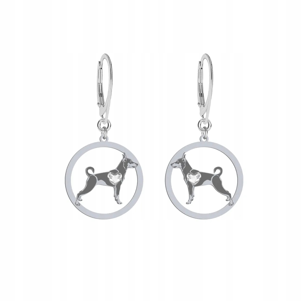 Stříbrné Náušnice se psem Miniaturní pinč 925 Šperky Gravírování Bonus
