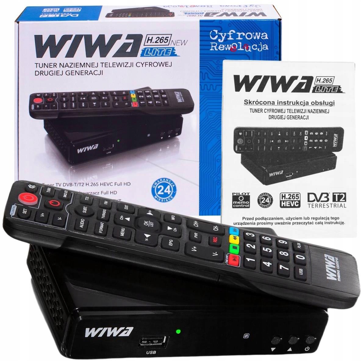 Tuner DVB-T T2 WIWA H.265 HEVC MPEG-4 TXT LITE
