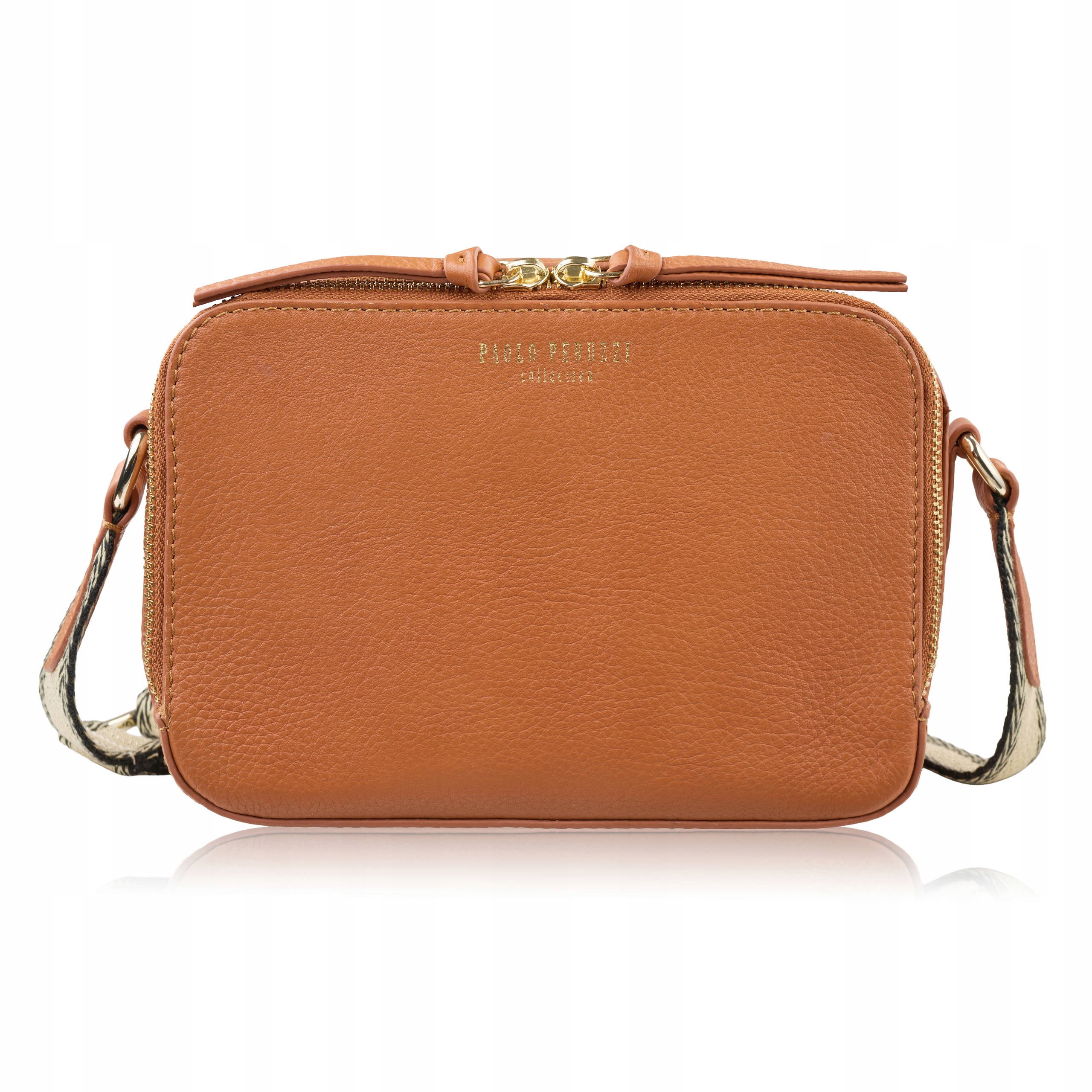 Dámská kožená kabelka přes rameno módní koňaková Paolo Peruzzi