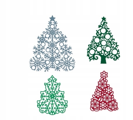 ZESTAW WYKROJNIKÓW - AŻUROWE CHOINKI, 4 SZT.