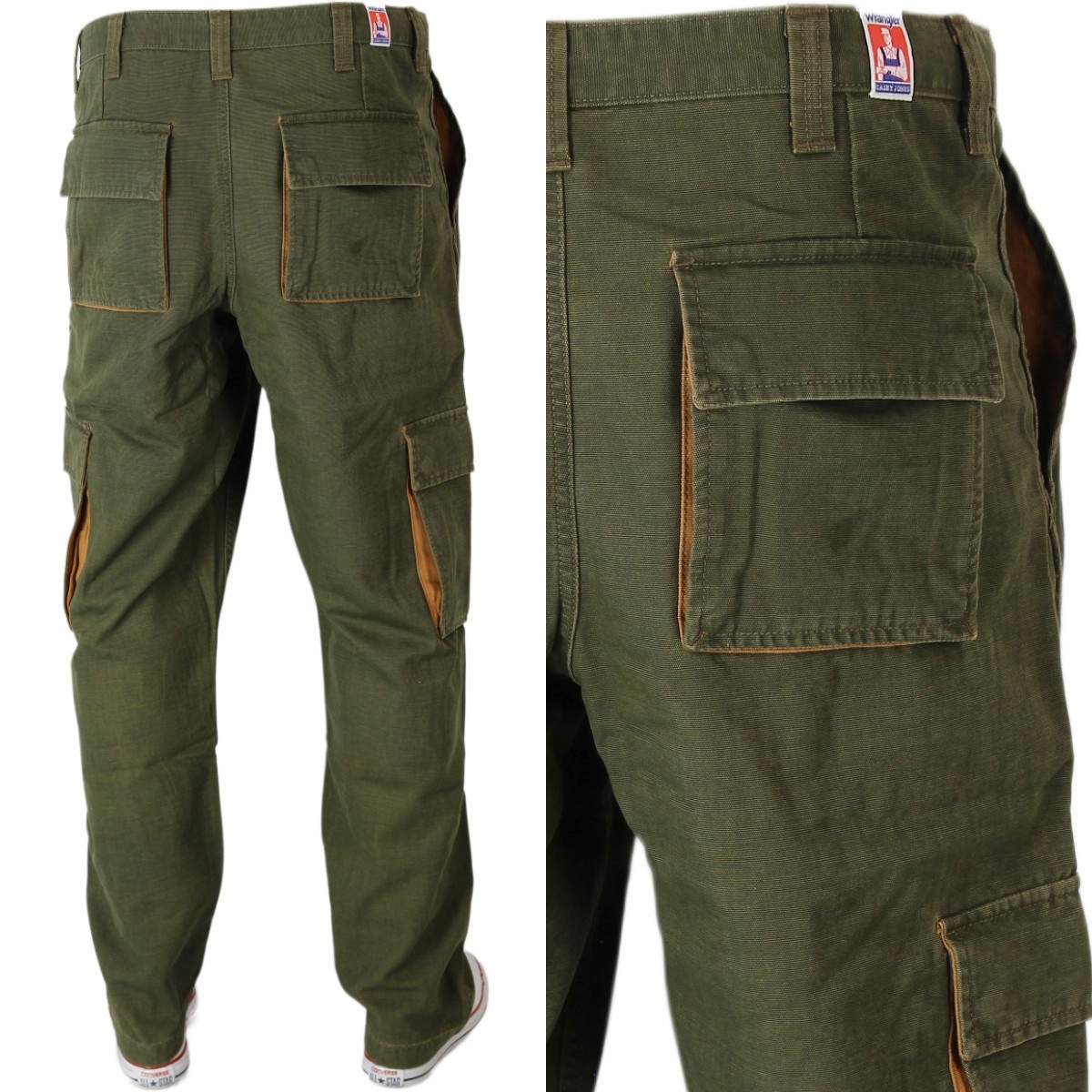 Wrangler Cargo Work Pant Loose Jeansy Bojówki " Green " W33 L32