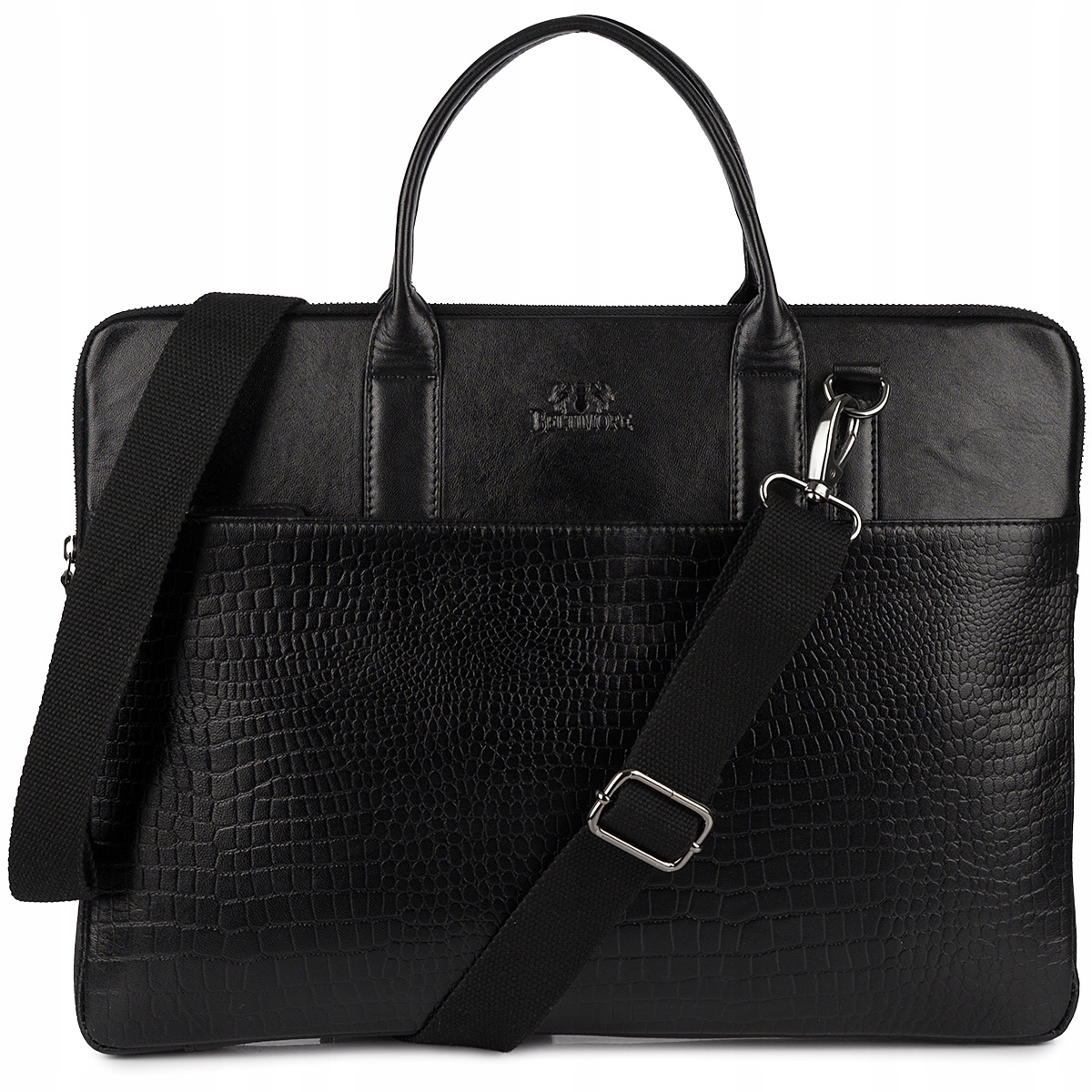 Kožená taška aktovka croco na notebook 15"6 černá A4 Beltimore