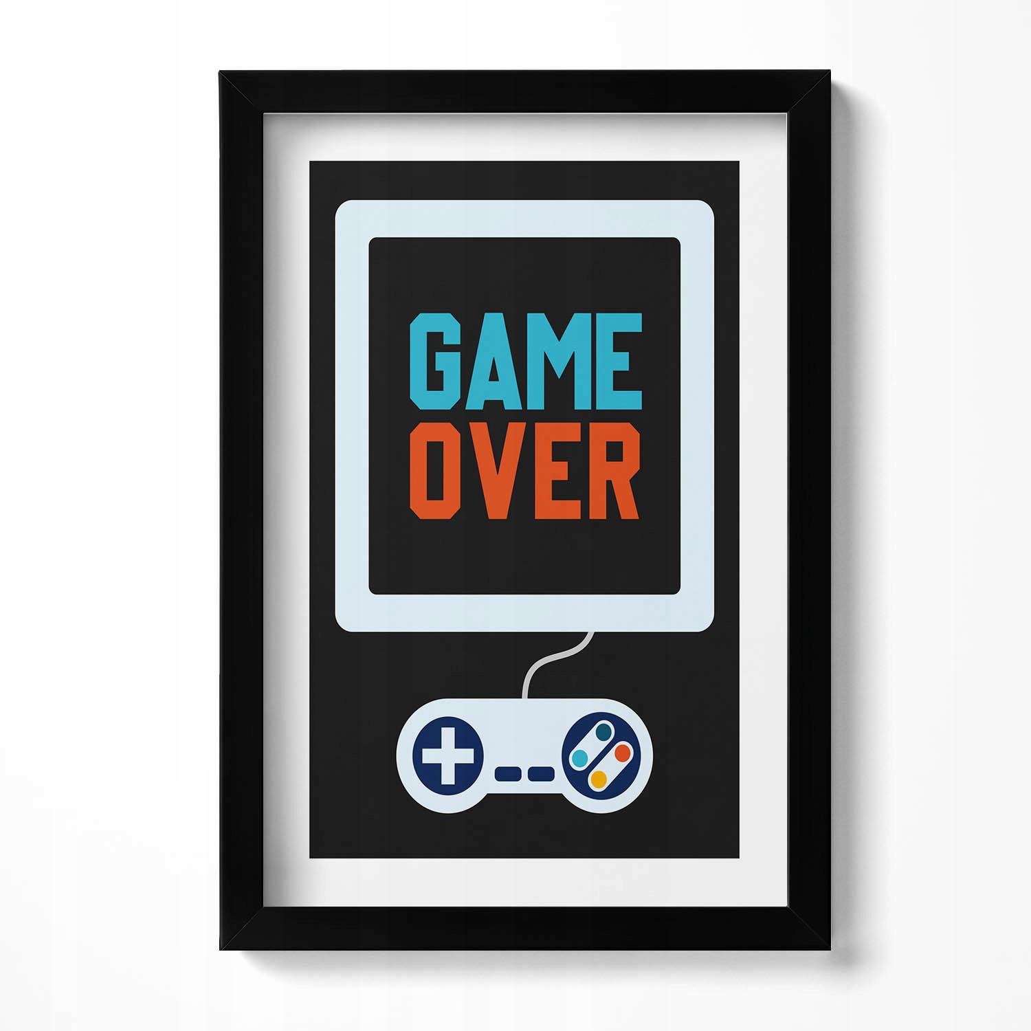 Elegantní obraz v černém rámu Nápis pro hráče Game over 20x30 cm