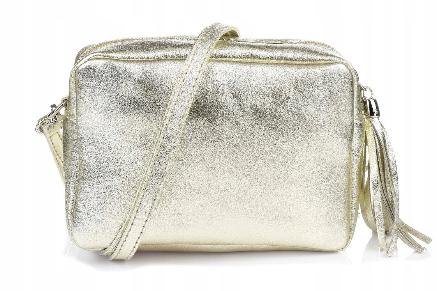 Modna torebka damska listonoszka frędzle złota Marka Vera Pelle