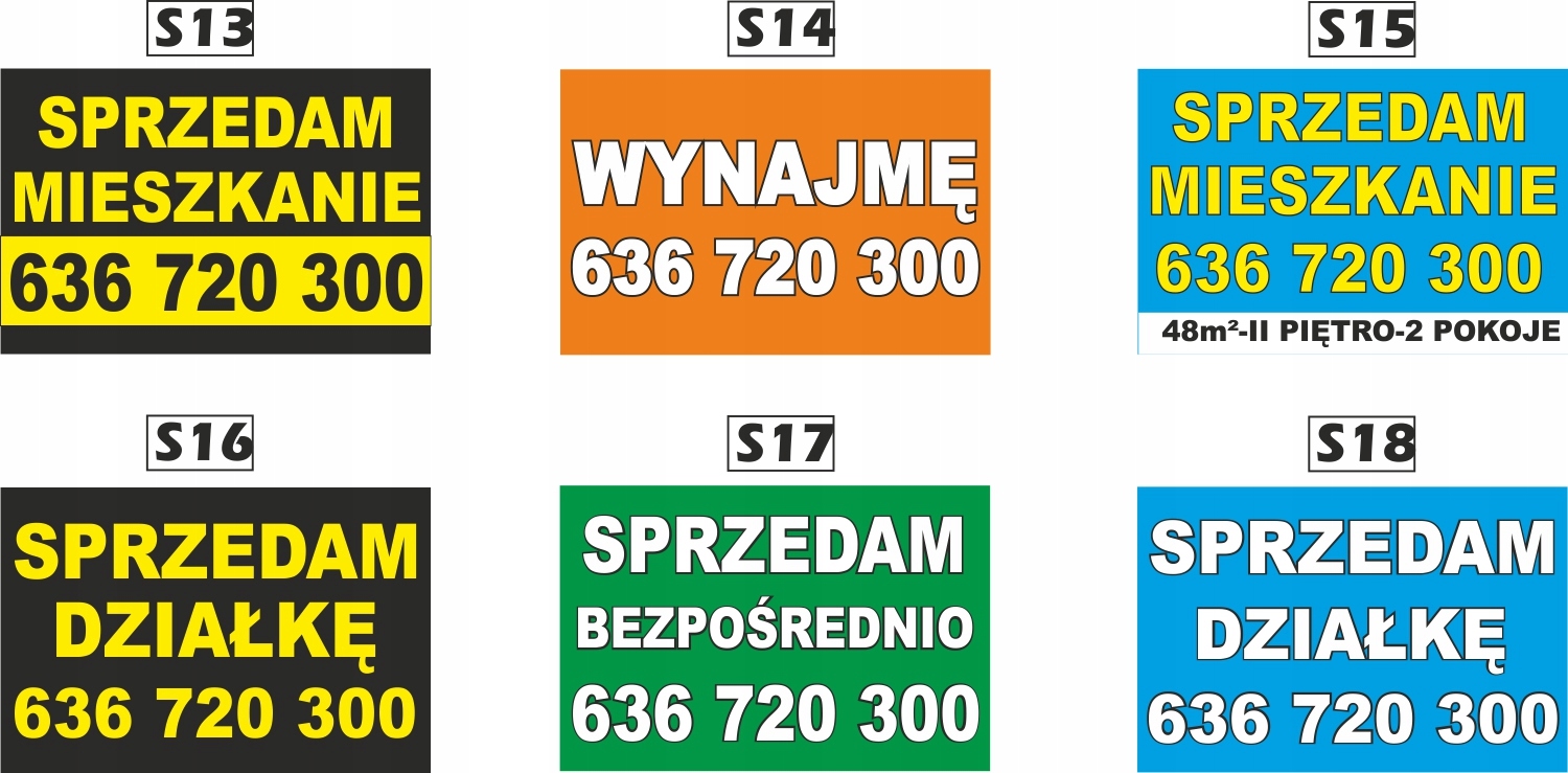 Tablica Szyld SPRZEDAM WYNAJMĘ WYNAJEM 60x40cm Rodzaj tablicy drukowane naklejane
