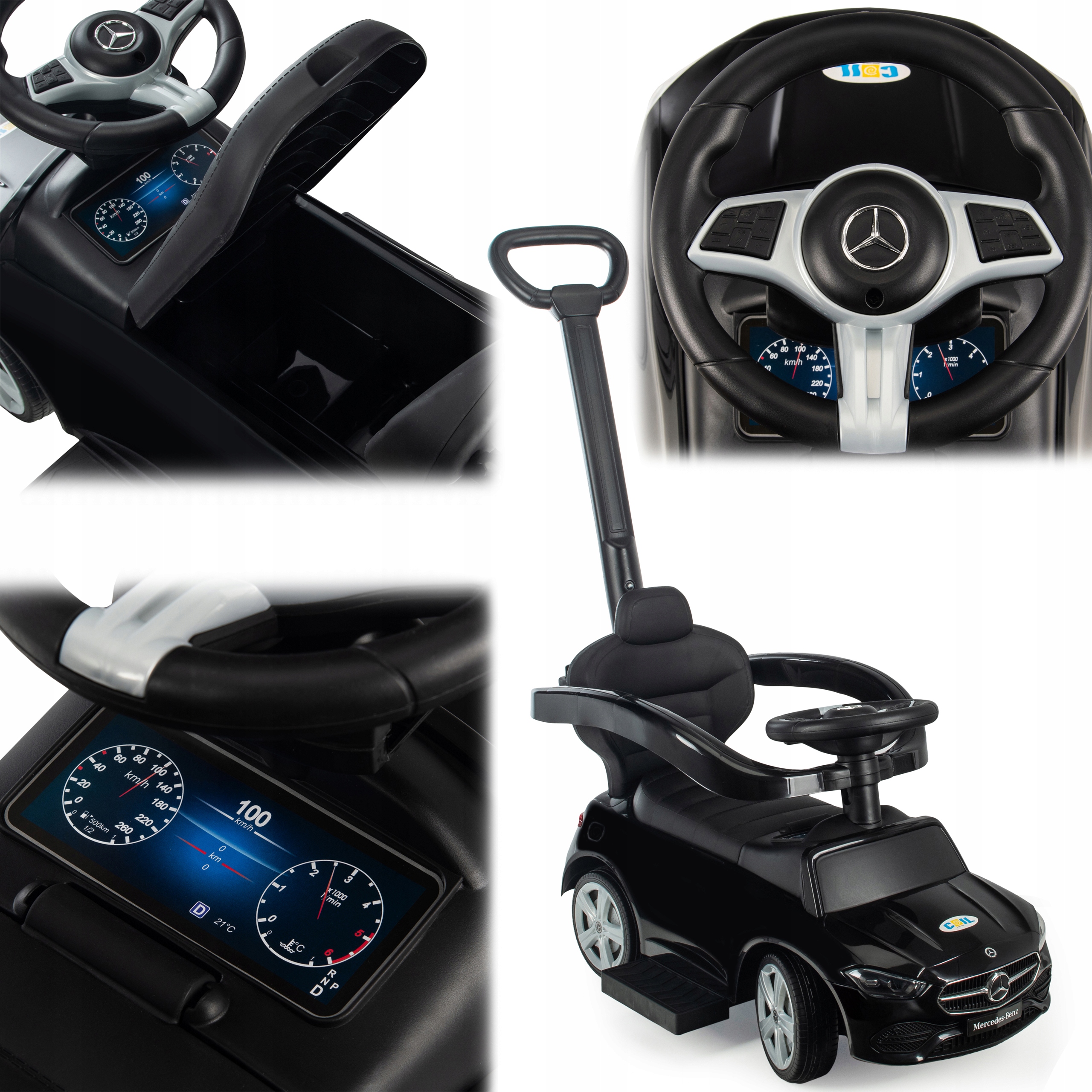 Jeździk Pchacz Chodzik Mercedes 3W1 Amg Auto Samochód Duży Dzieci Klakson C