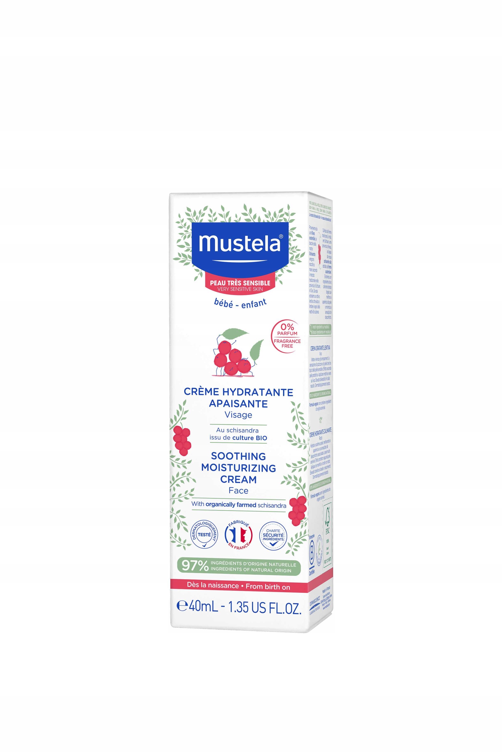 

Mustela Łagodzący krem nawilżający do twarzy 40 ml