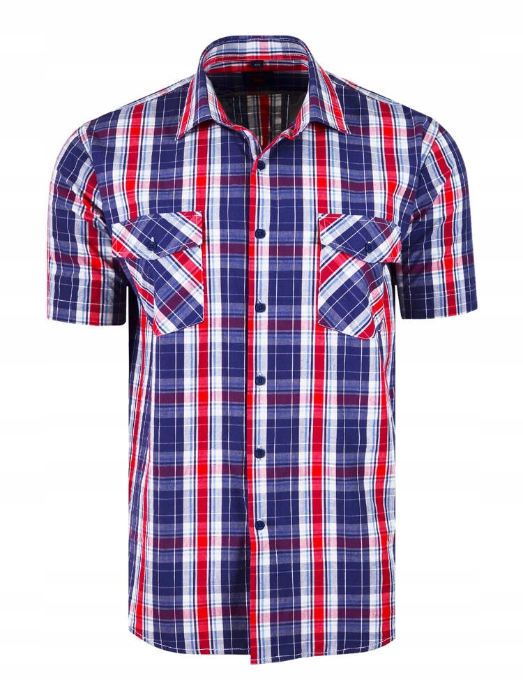 52/53 Košile Kostkovaná Červená Krátká Velká