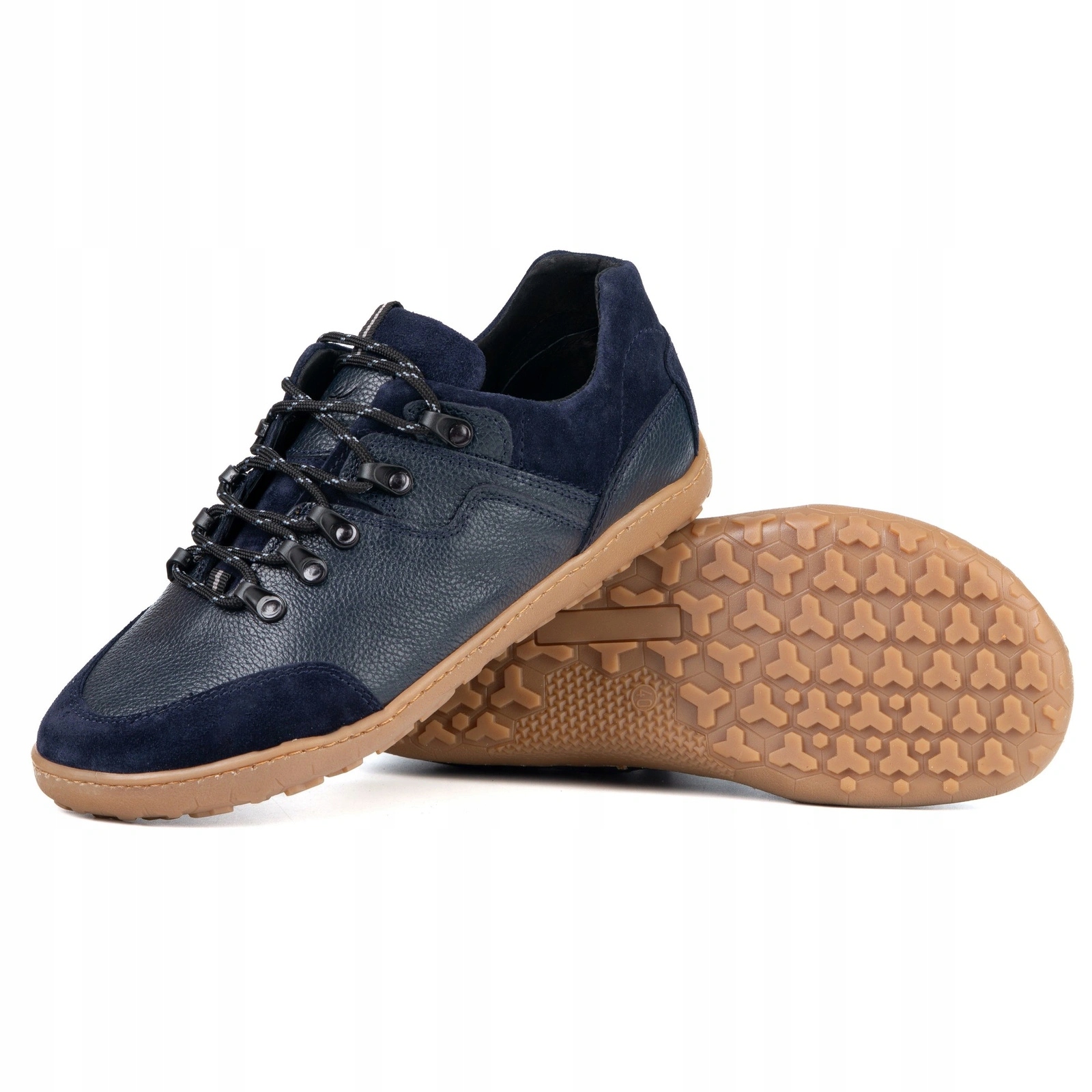 Pánské kožené barefoot boty 315BF – široká přední část, zero drop, modré, velikost 43