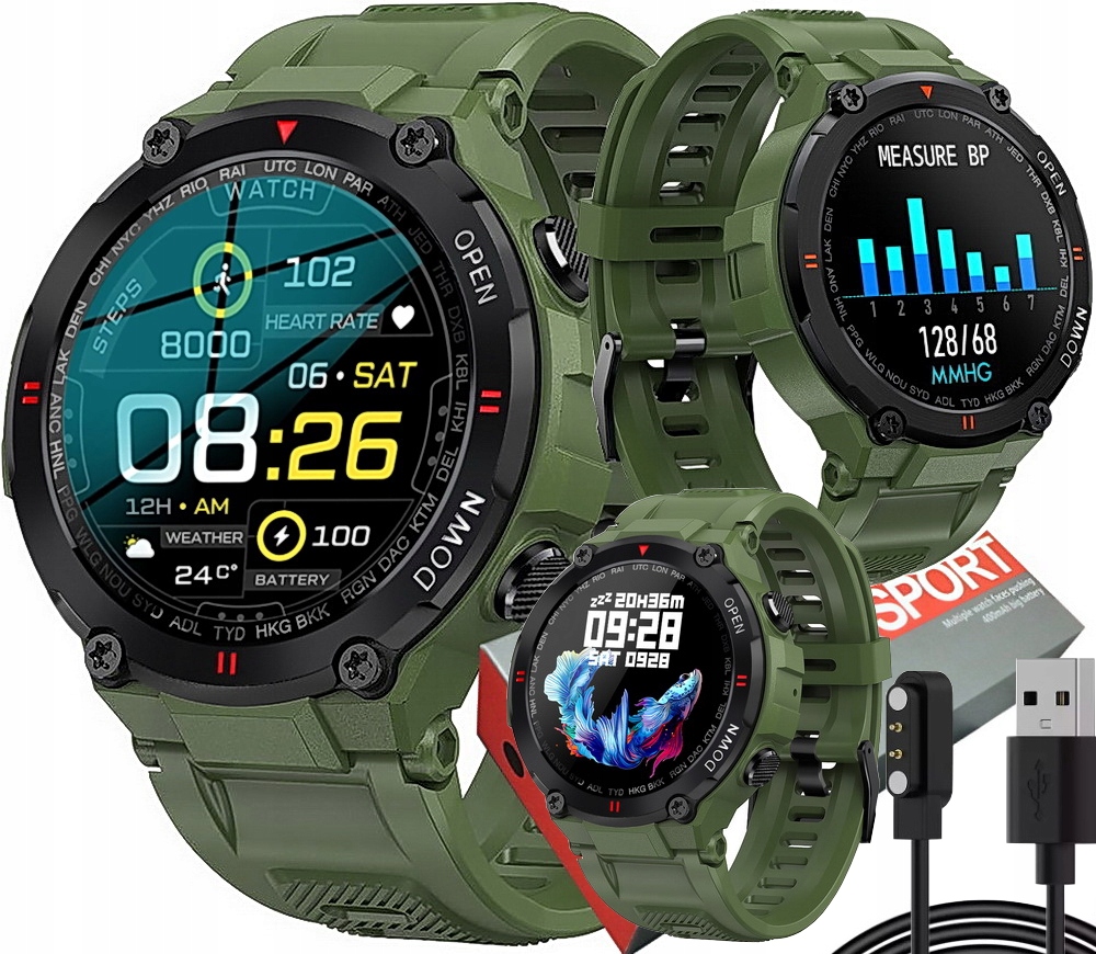 

Wojskowy Zegarek Smartwatch Pulsometr Rozmowy Pl