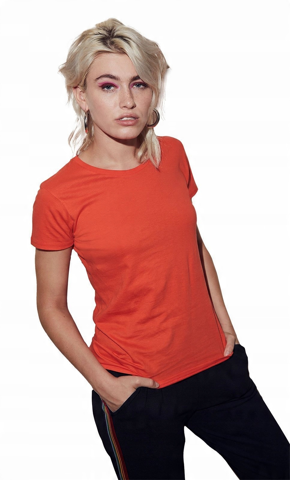 

Damski Tshirt koszulka dopasowana czer Ognisty XL