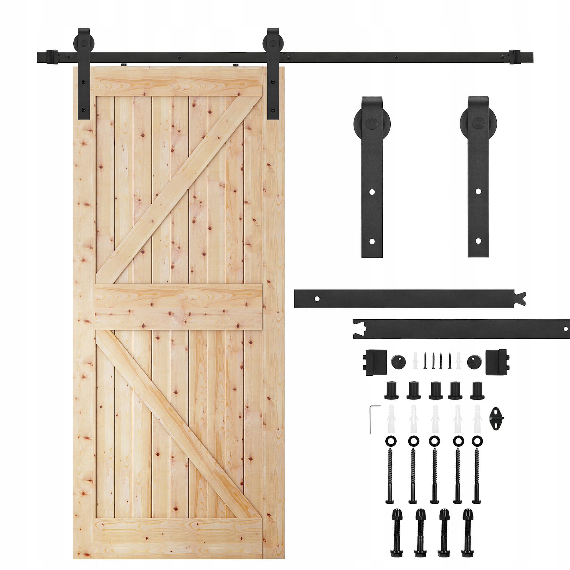 Раздвижная система двери сарая Лофт Современный рельс черный набор 183 см