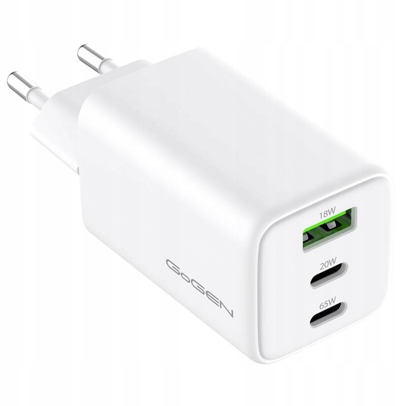 Nabíječka do sítě GoGEN ACHPDQ365, 2x Usb-c Pd 65W 20W, 1x Usb-a 18W