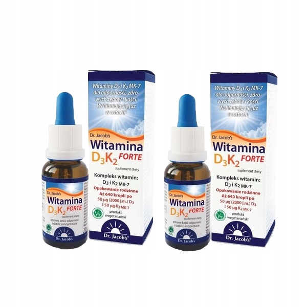 2x Dr. Jacob's Vitamín D3 + K2 FORTE 20 ml kvapky