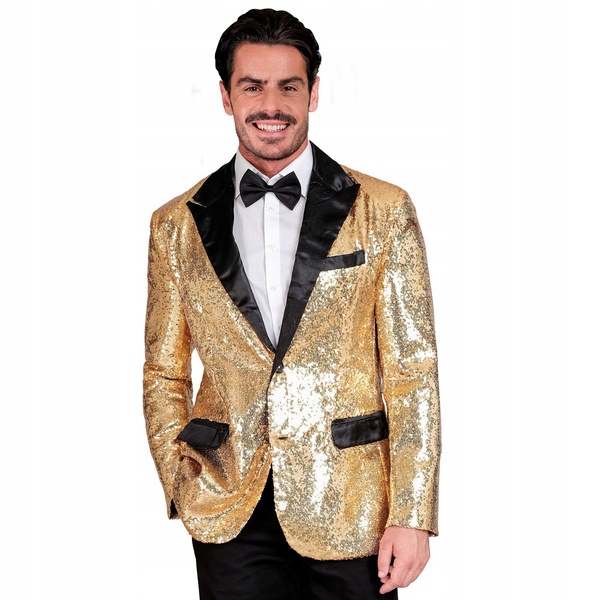 Pánská Zlatá Flitrová Sako S Černými Vložkami Silvestrovský Karneval XL
