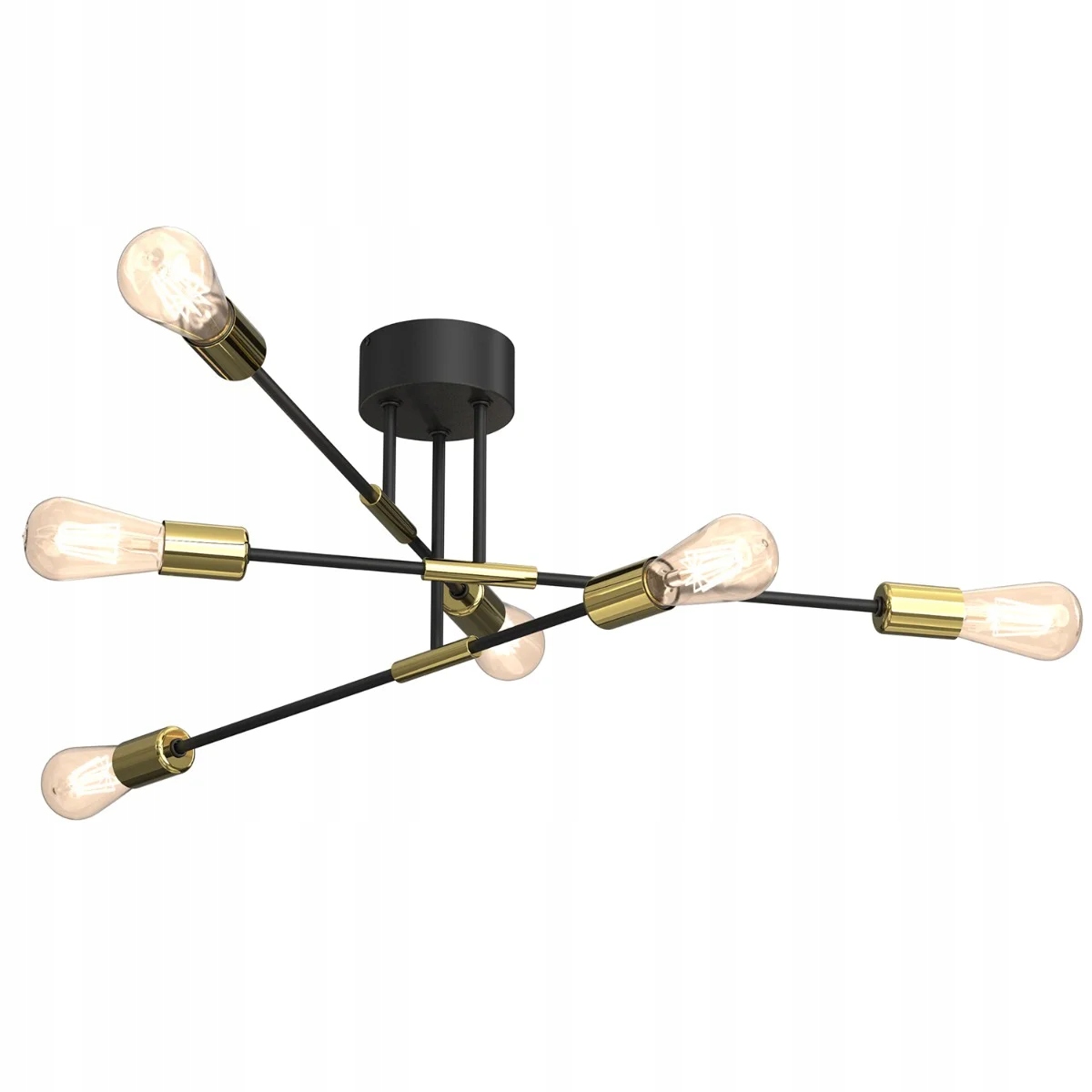 Stropná lampa loftová čierna zlatá nastaviteľná 6 bodov 65 cm Luminex