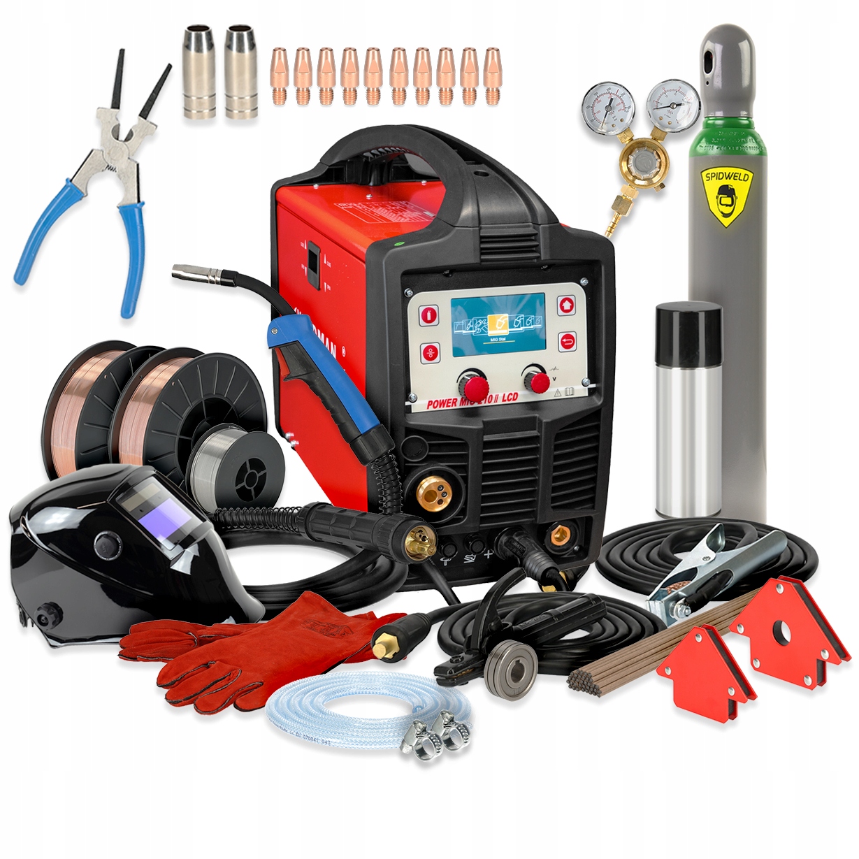 Spawarka Weldman inwertorowa Migomat Mig Mag Tig Mma 230V synergia Zestaw